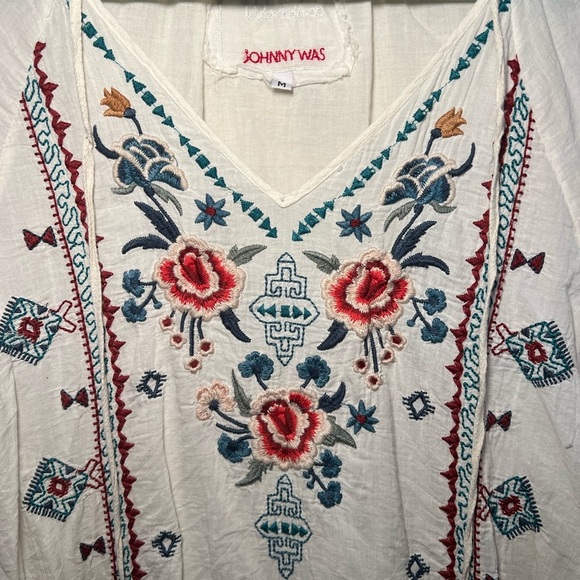 Johnny Was 3J Workshop Long Slv Tunic SZ M embroidered boho hippie festival - Picture 2 of 13